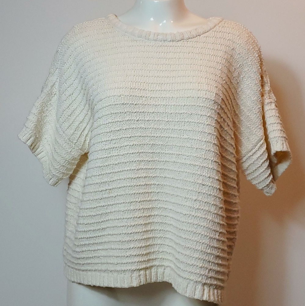 Madewell Ribbed Short Sleeve Cotton Sweater Size M